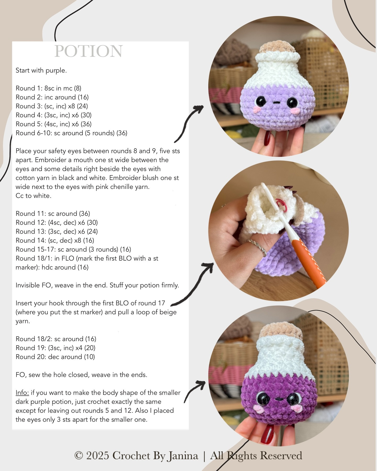 Free Crochet Pattern for Cute Mini Potion Amigurumi