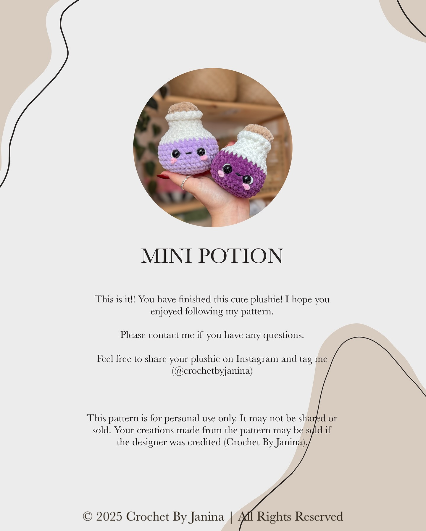 Free Crochet Pattern for Cute Mini Potion Amigurumi