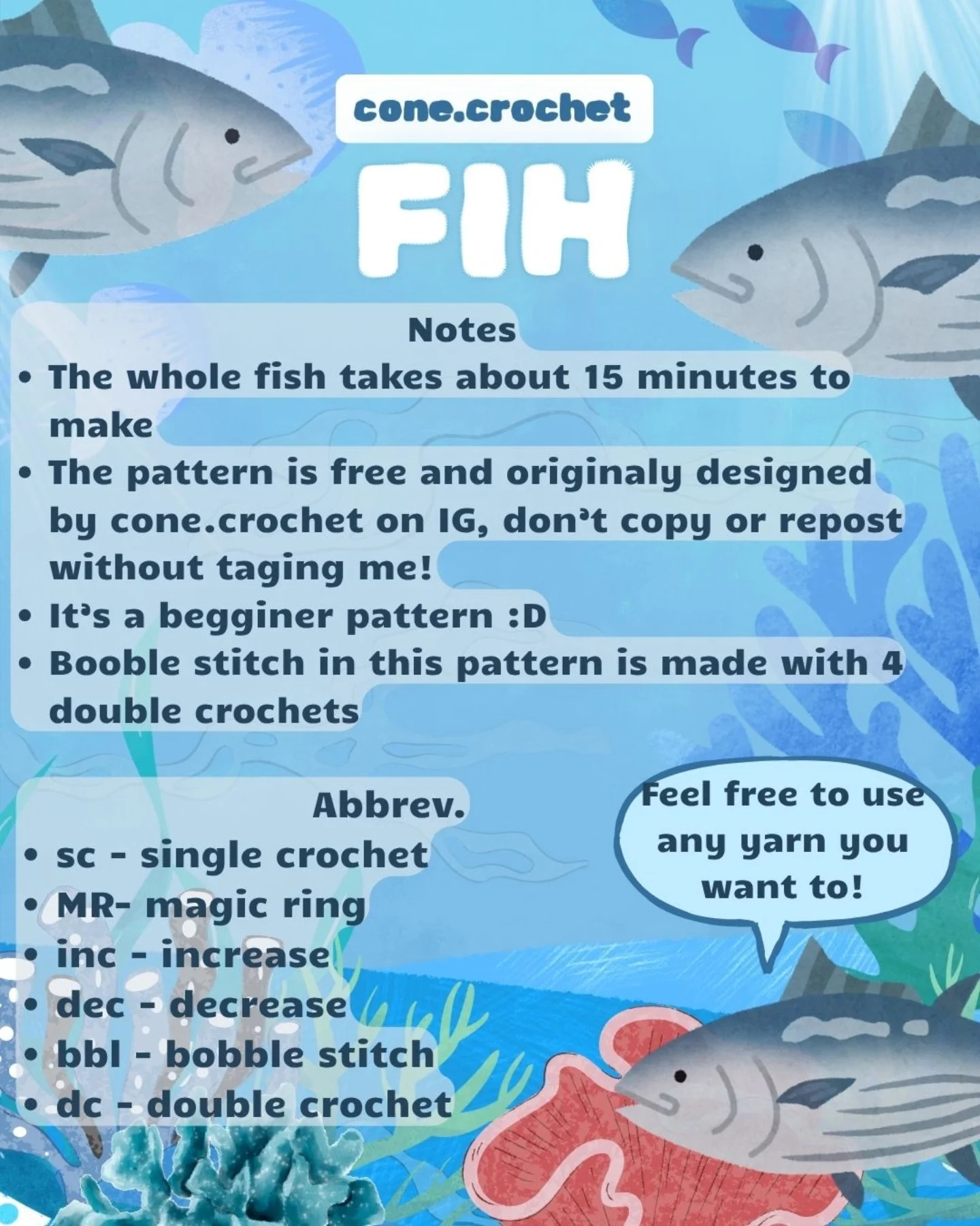 Free Crochet Pattern for Fih the Fish Toy