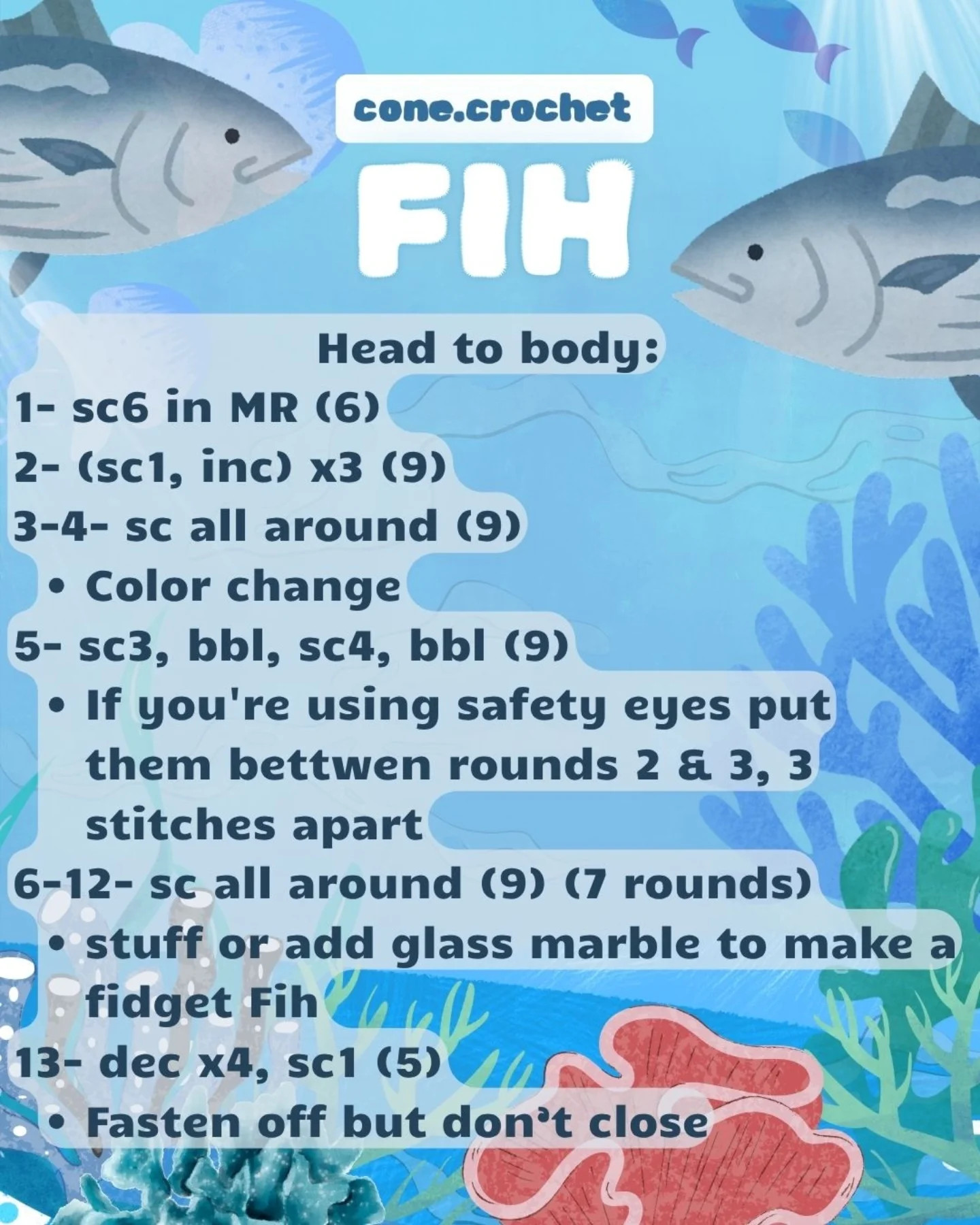 Free Crochet Pattern for Fih the Fish Toy