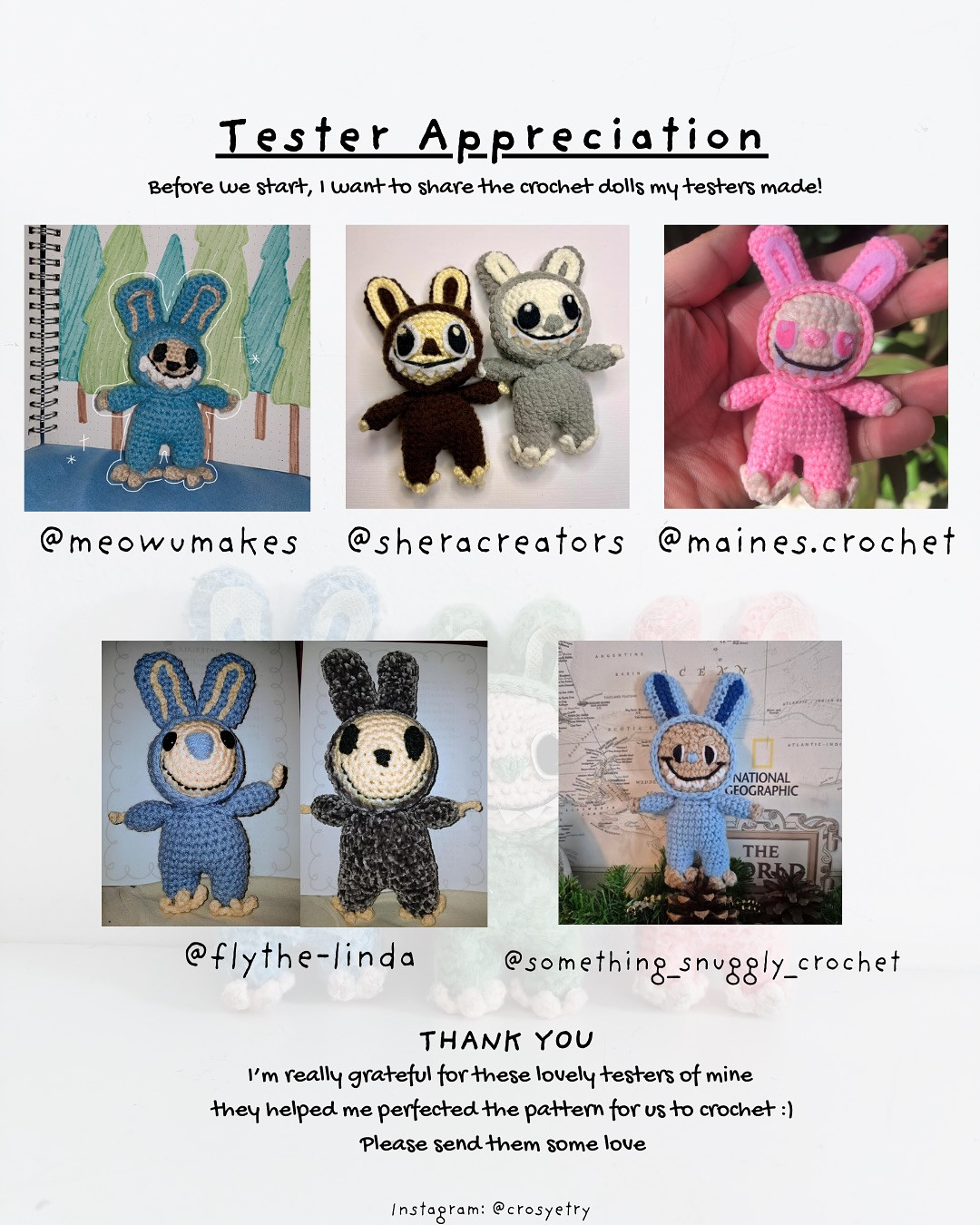 Free Crochet Pattern for Labubu Amigurumi Dolls