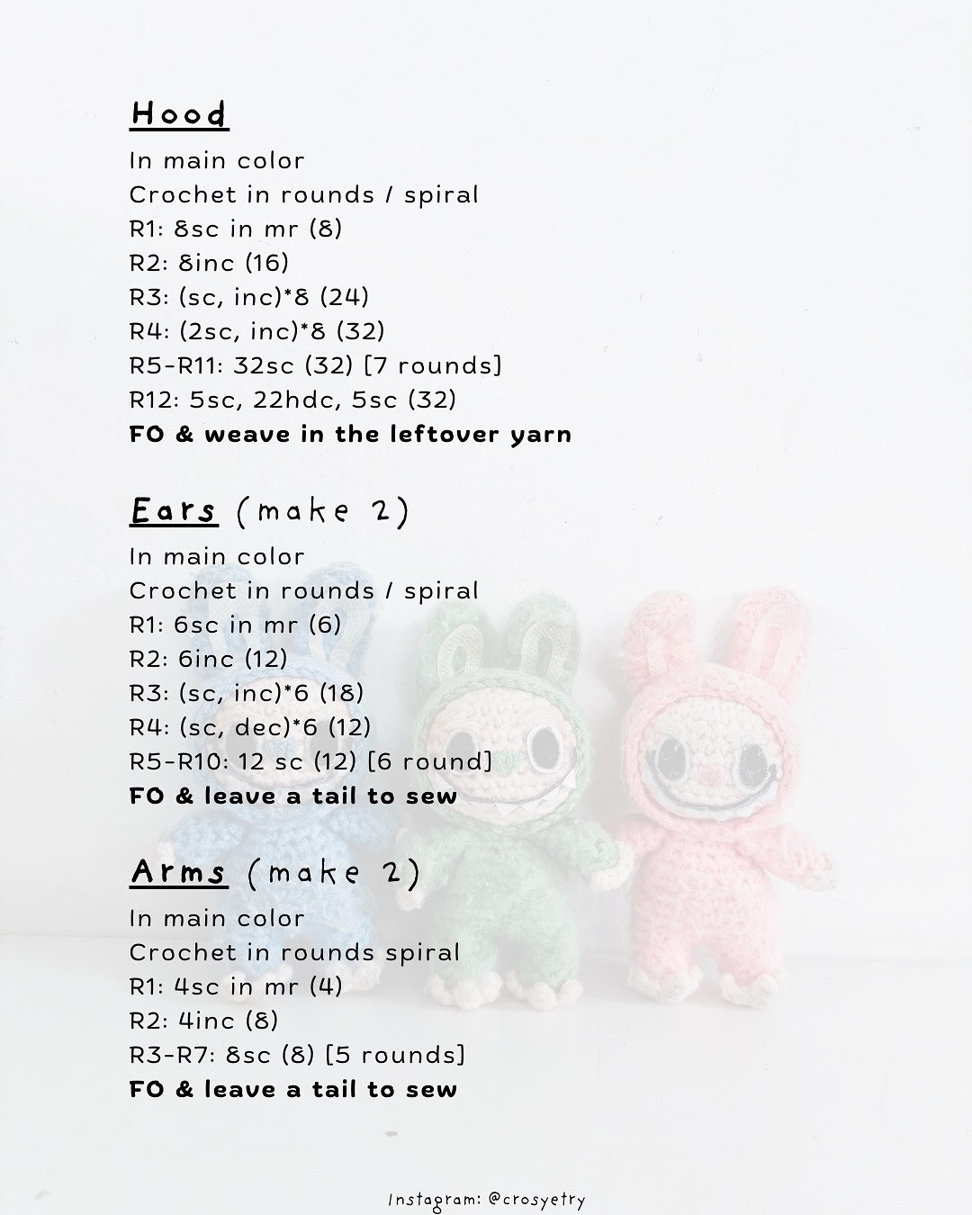 Free Crochet Pattern for Labubu Amigurumi Dolls