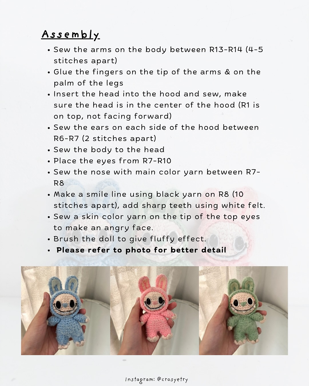 Free Crochet Pattern for Labubu Amigurumi Dolls