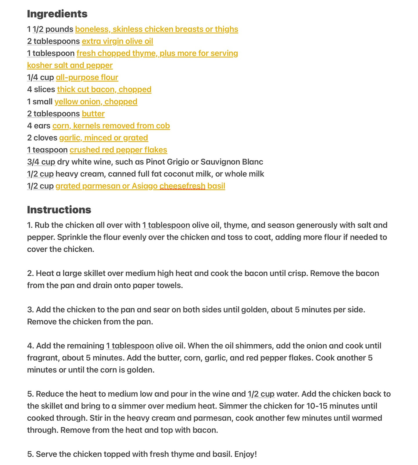 Garlic Butter Creamed Corn Chicken Delight