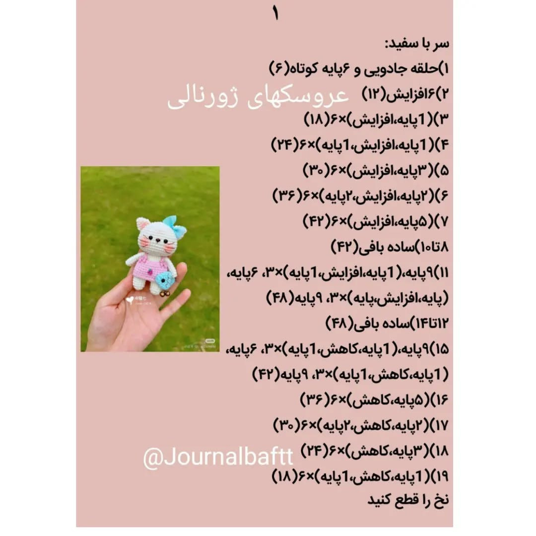 گربه عروسکی با لباس صورتی و ماهی