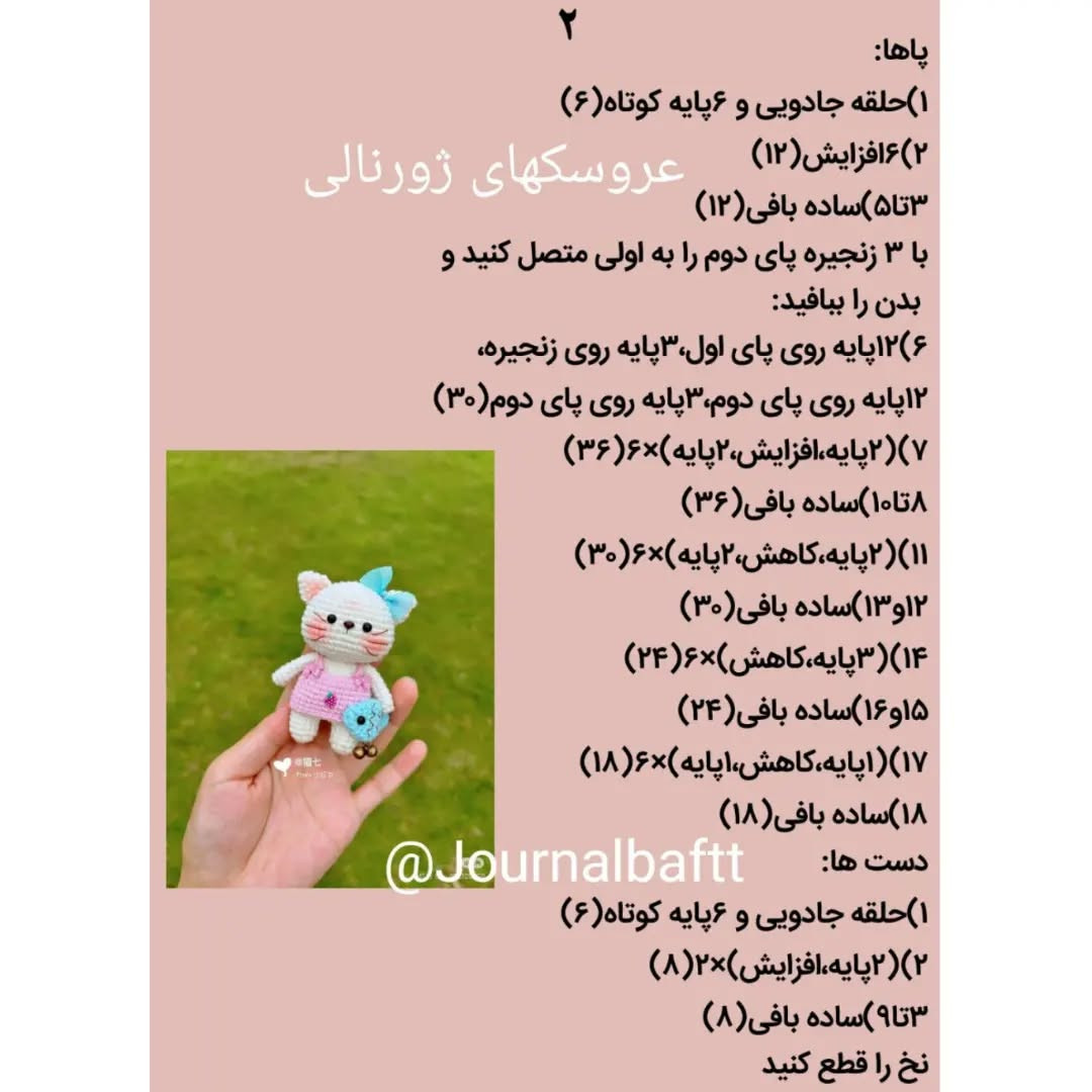 گربه عروسکی با لباس صورتی و ماهی