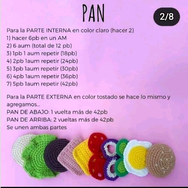 Hamburguesa de Colores Tejidos a Mano