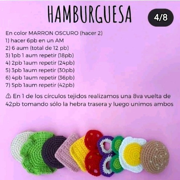 Hamburguesa de Colores Tejidos a Mano