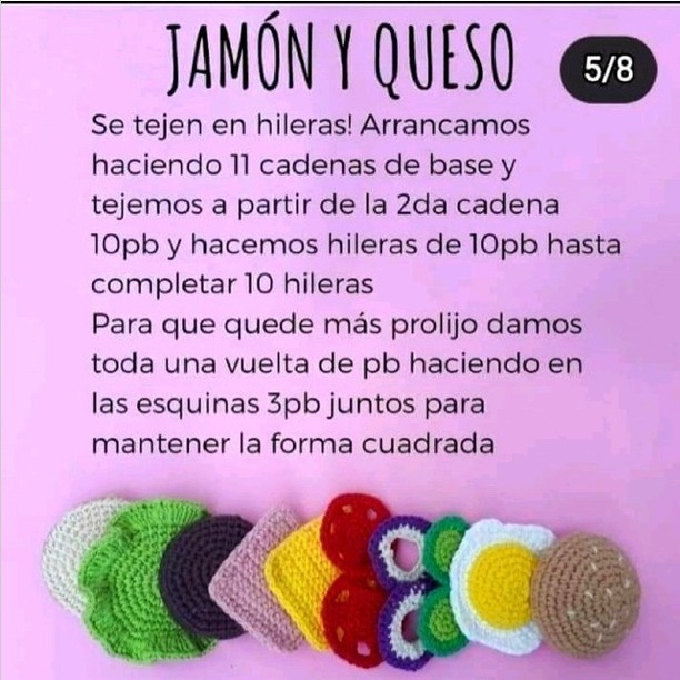 Hamburguesa de Colores Tejidos a Mano