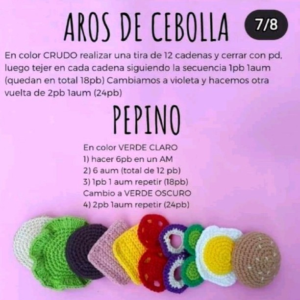 Hamburguesa de Colores Tejidos a Mano