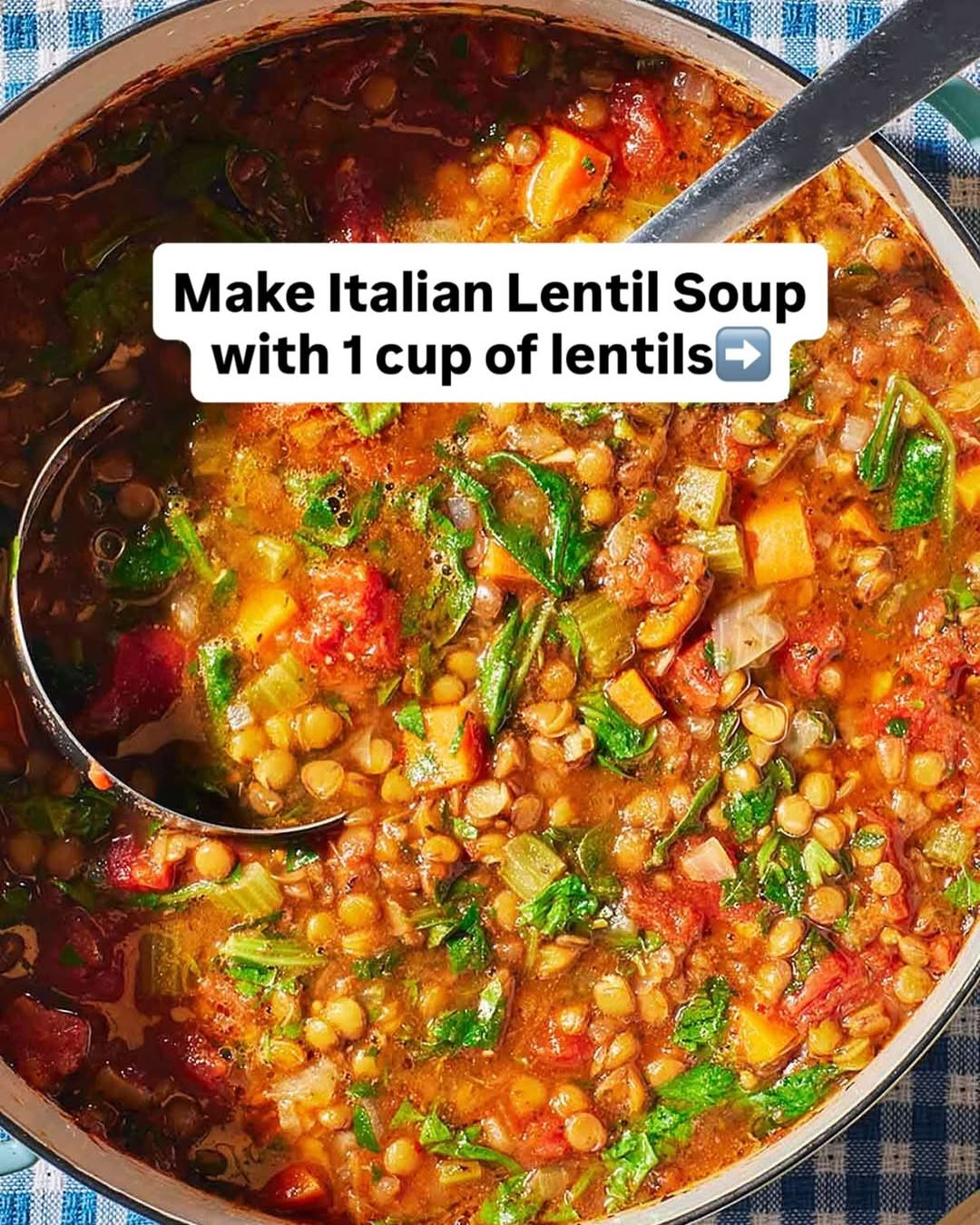 Hearty Italian Lentil Soup with Spinach and Parmesan