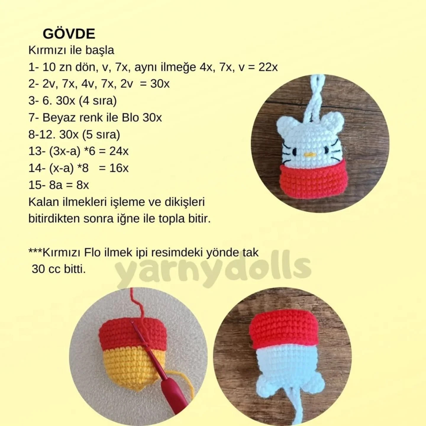 Hello Kitty Anahtarlık Tarifi İçin Mükemmel Amigurumi Deseni
