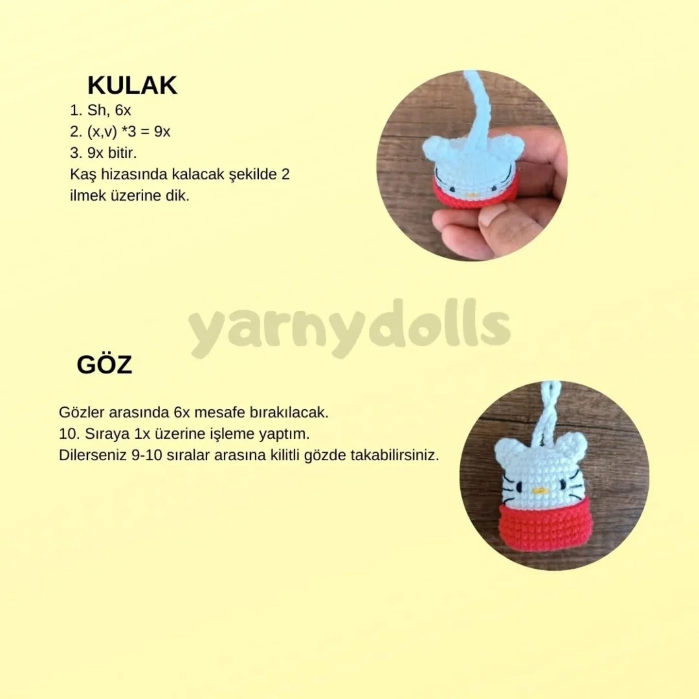 Hello Kitty Anahtarlık Tarifi İçin Mükemmel Amigurumi Deseni
