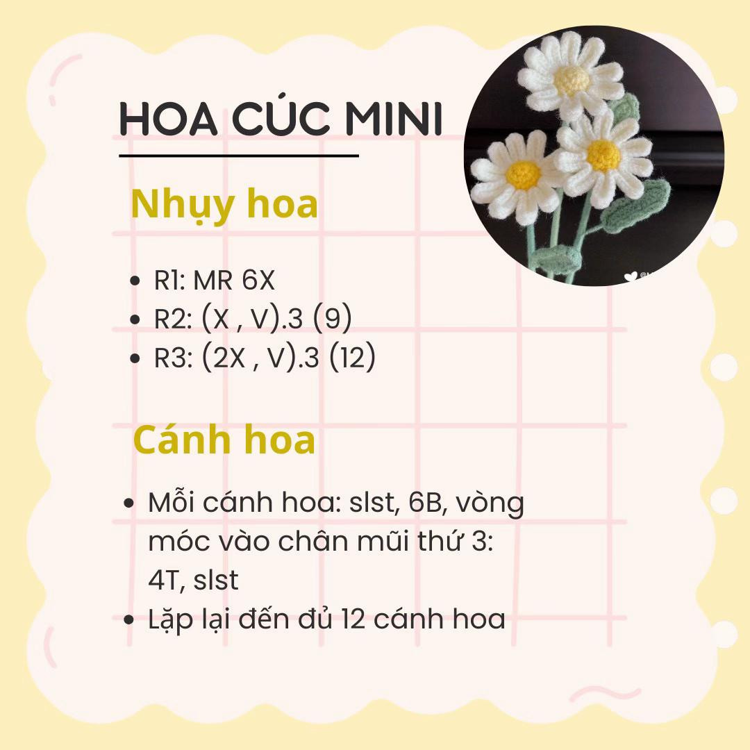 Hoa cúc móc len: Sự tinh tế trong từng chi tiết