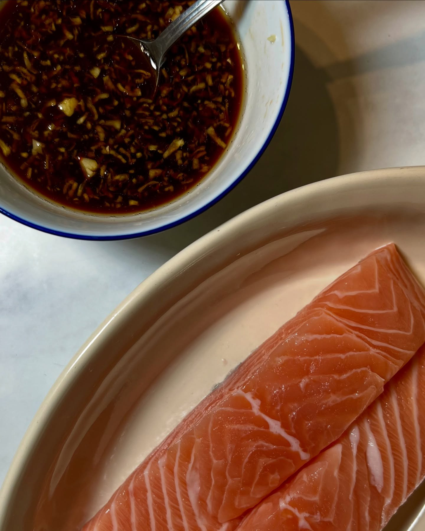 Honey Ginger Glazed Salmon with Soy Broccoli Delight