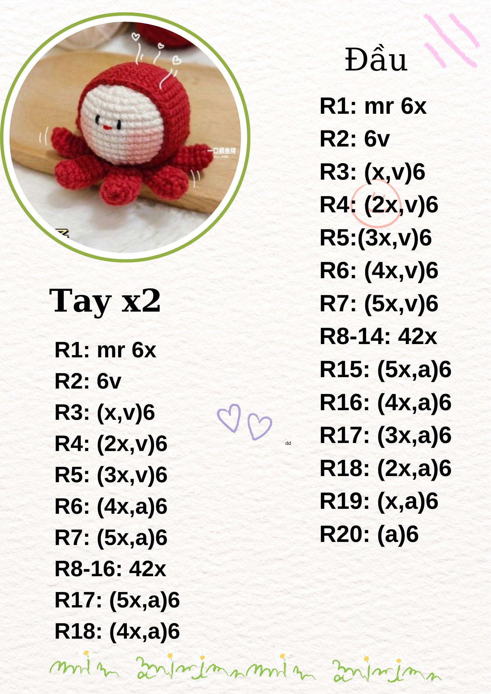 Hướng dẫn cách móc bạch tuộc len dễ thương cực đơn giản