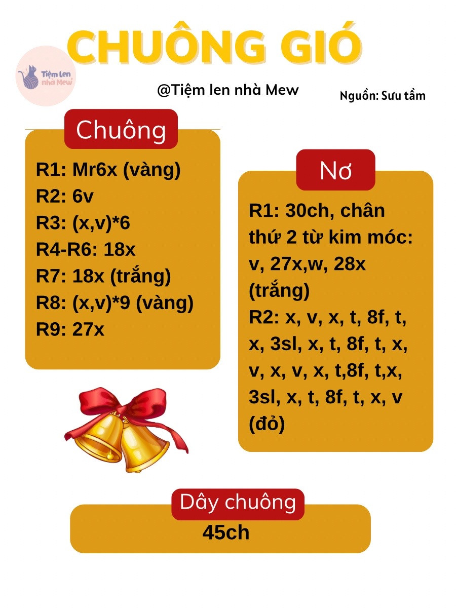 Hướng dẫn móc chuông len trang trí nhiều màu sắc dễ thương