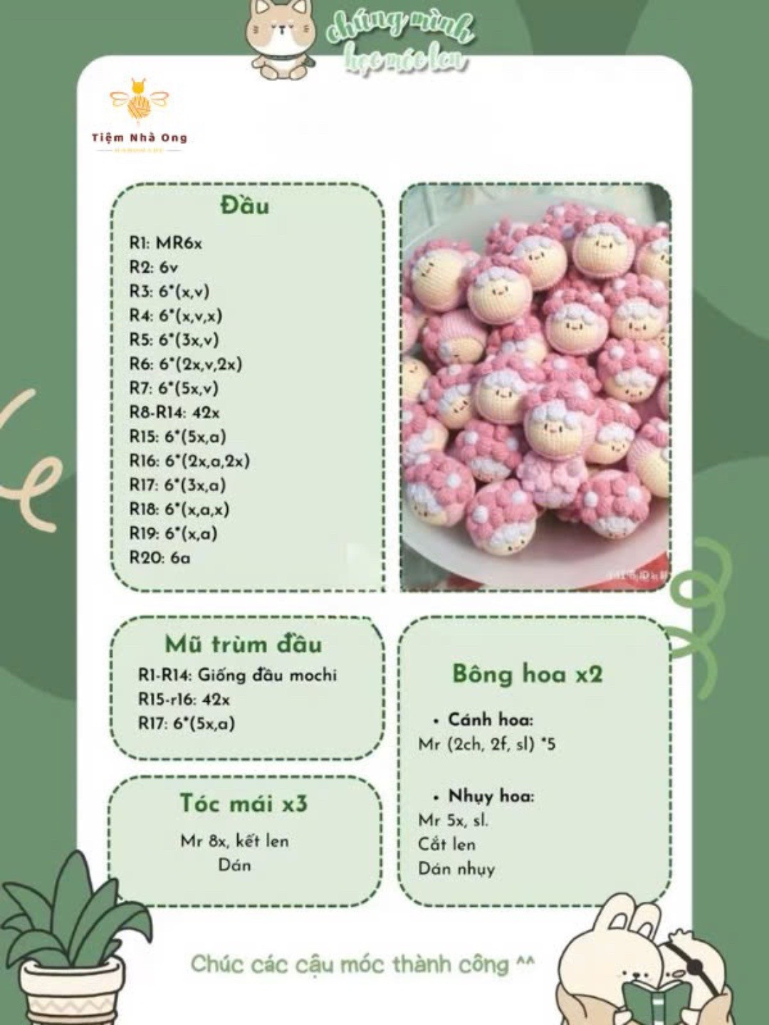 Hướng dẫn móc len Amigurumi mèo đáng yêu từ Tiệm Nhỏ Ong