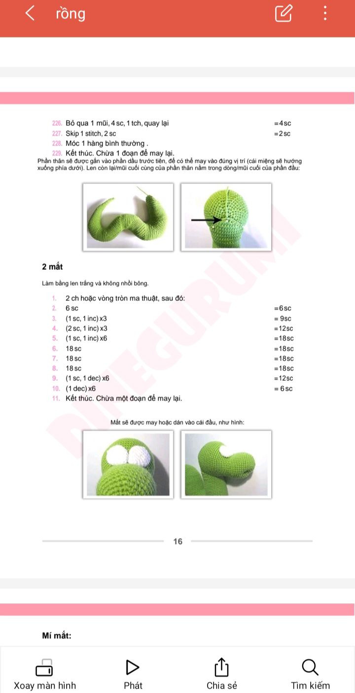 Hướng dẫn móc len Amigurumi rồng dễ thương và sáng tạo
