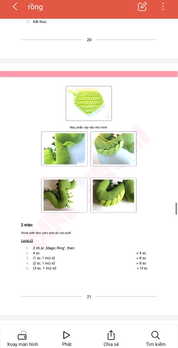 Hướng dẫn móc len Amigurumi rồng dễ thương và sáng tạo