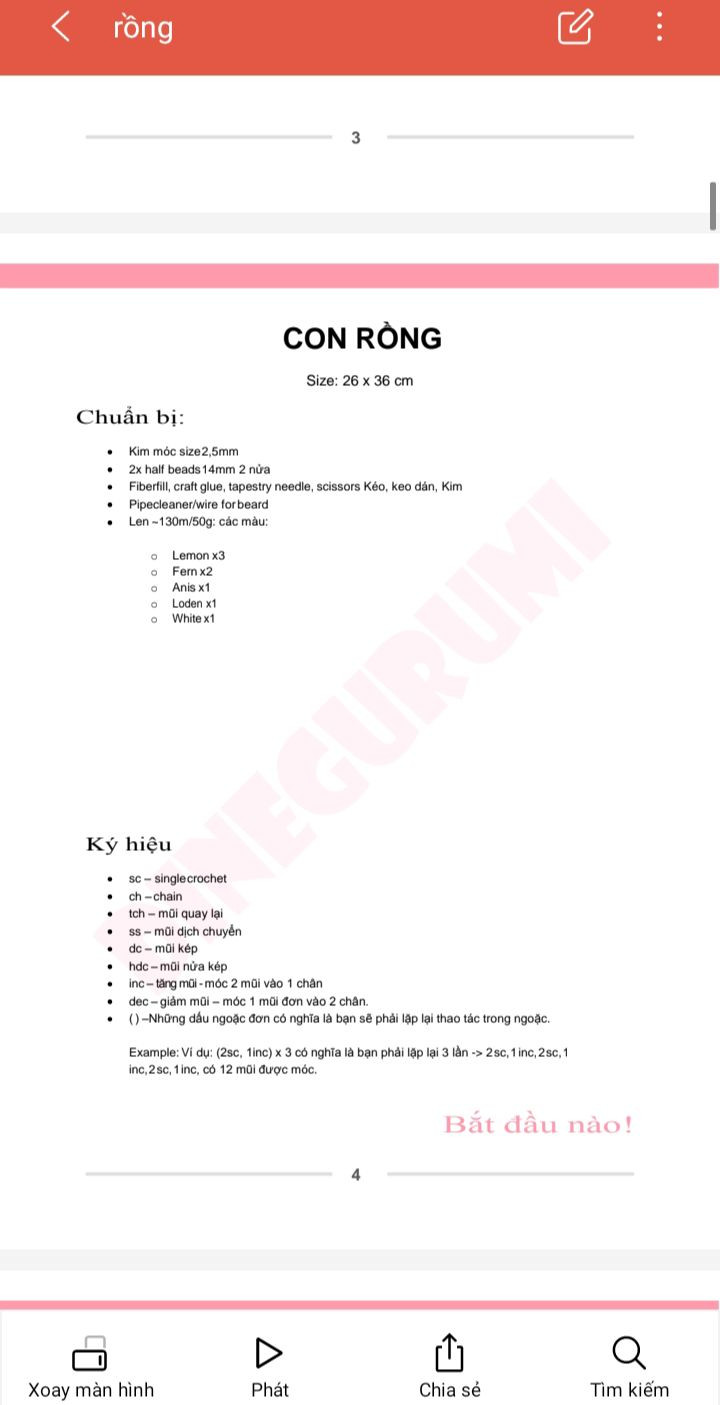 Hướng dẫn móc len Amigurumi rồng dễ thương và sáng tạo