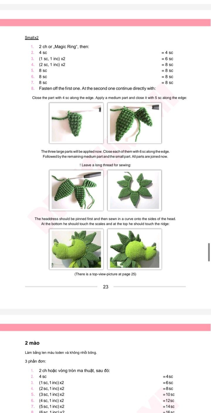 Hướng dẫn móc len Amigurumi rồng dễ thương và sáng tạo