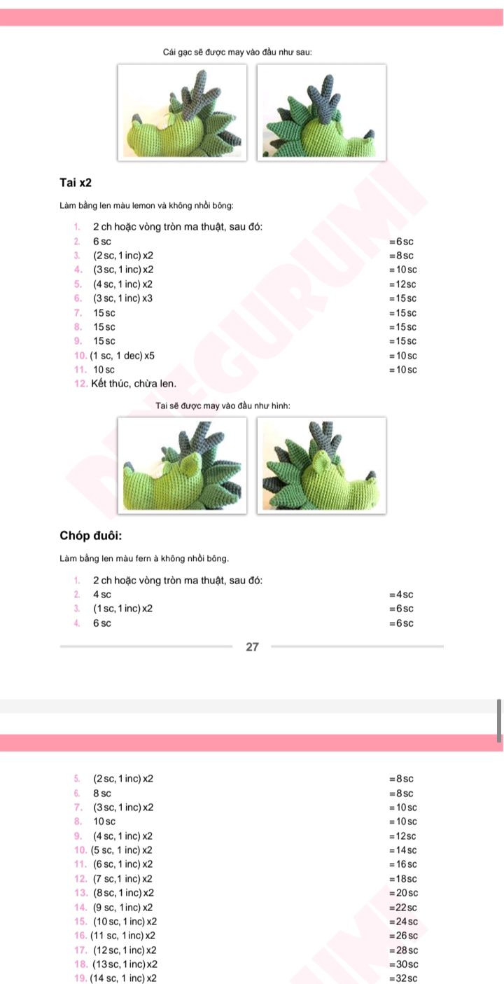 Hướng dẫn móc len Amigurumi rồng dễ thương và sáng tạo