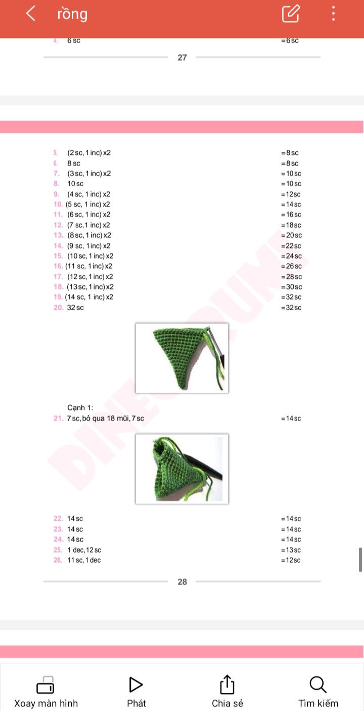 Hướng dẫn móc len Amigurumi rồng dễ thương và sáng tạo