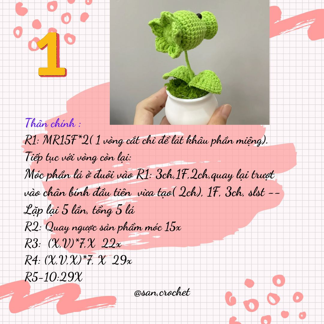 Hướng dẫn móc len cây bắn đậu từ trò chơi nổi tiếng