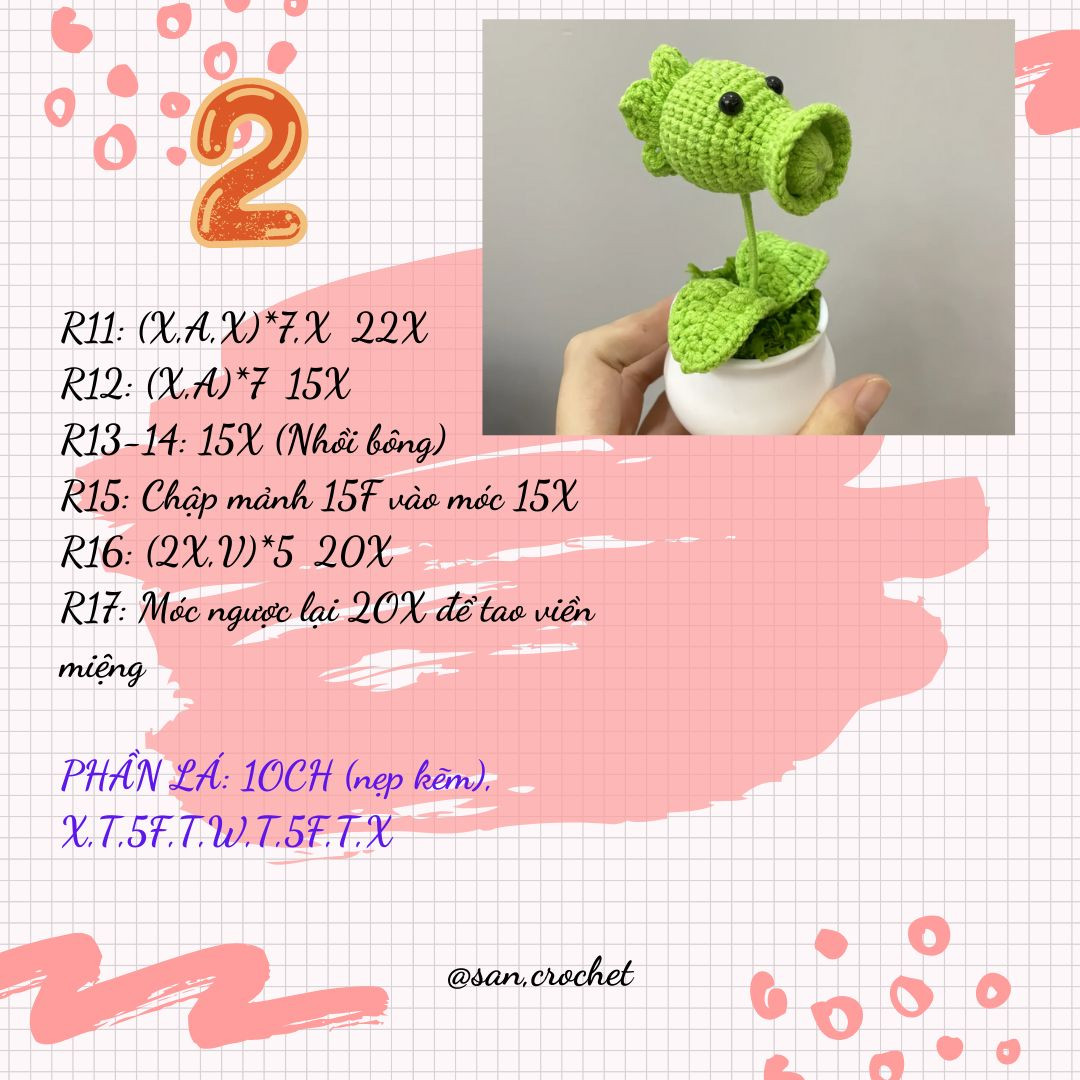 Hướng dẫn móc len cây bắn đậu từ trò chơi nổi tiếng