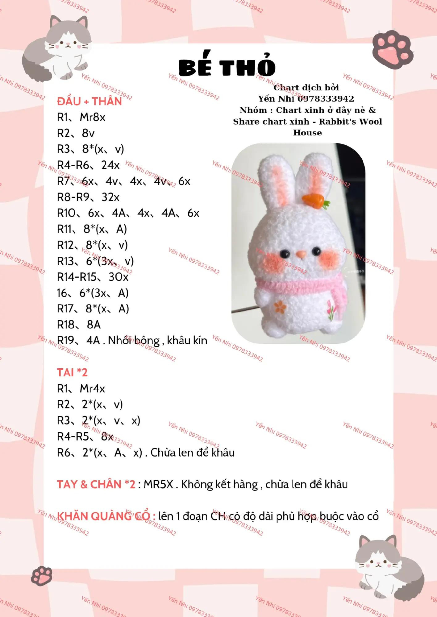 Hướng dẫn móc len chi tiết cho bé cừu dễ thương