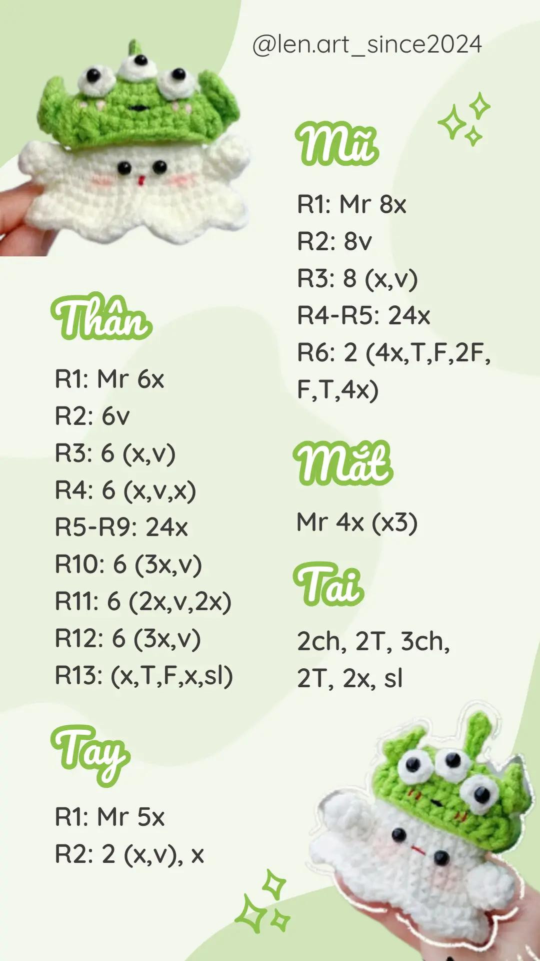 Hướng dẫn móc len chú bạch tuộc đội mũ người ngoài hành tinh