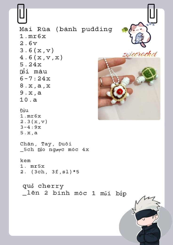 Hướng dẫn móc len con rùa và bánh kem dễ thương