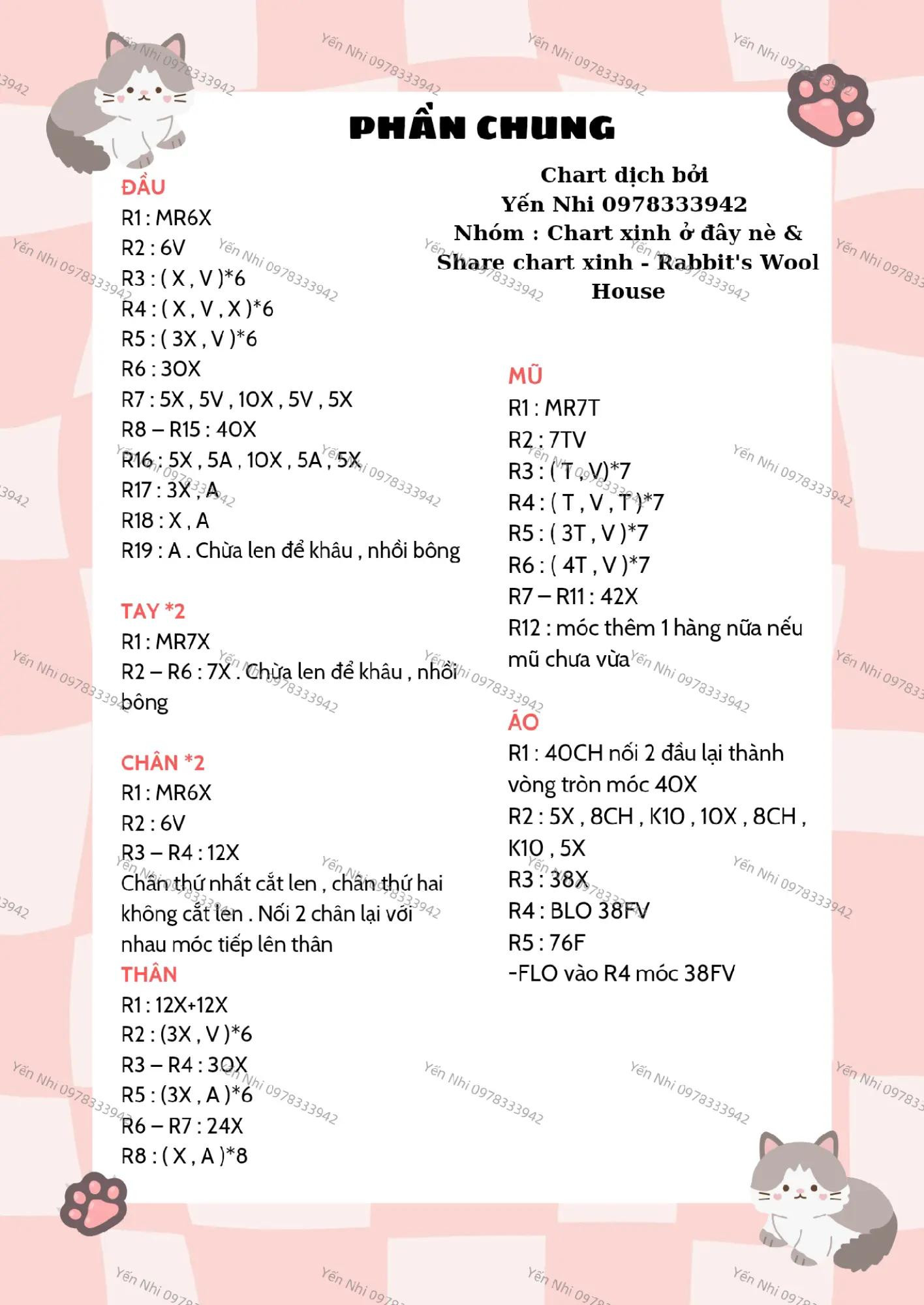 Hướng dẫn móc len Gấu Đầu và Chó Pudding dễ thương