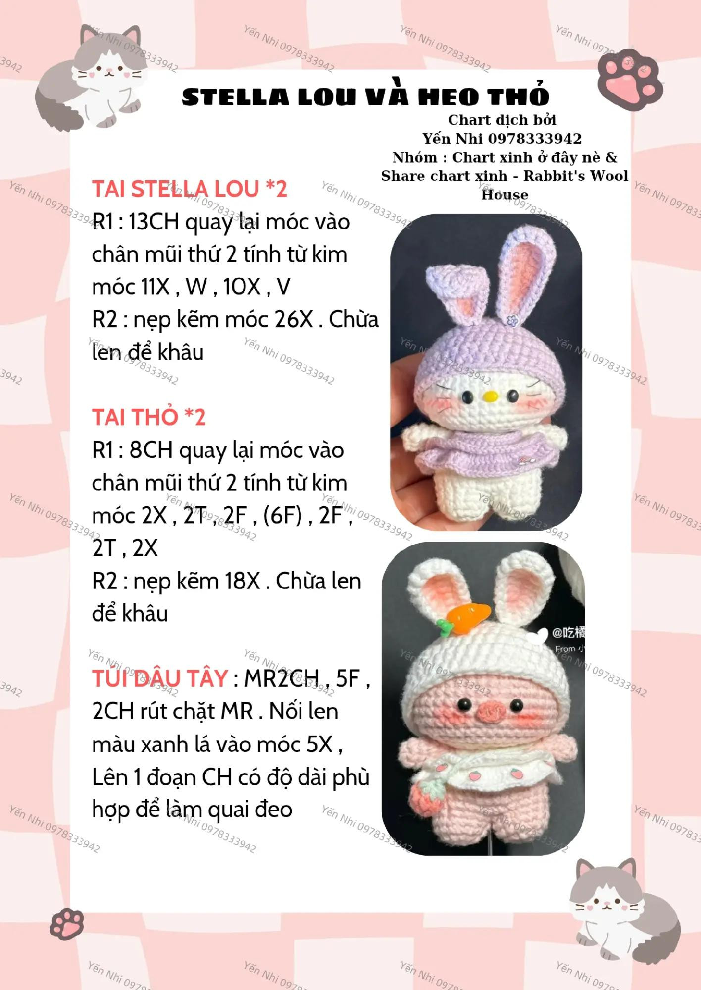 Hướng dẫn móc len Gấu Đầu và Chó Pudding dễ thương