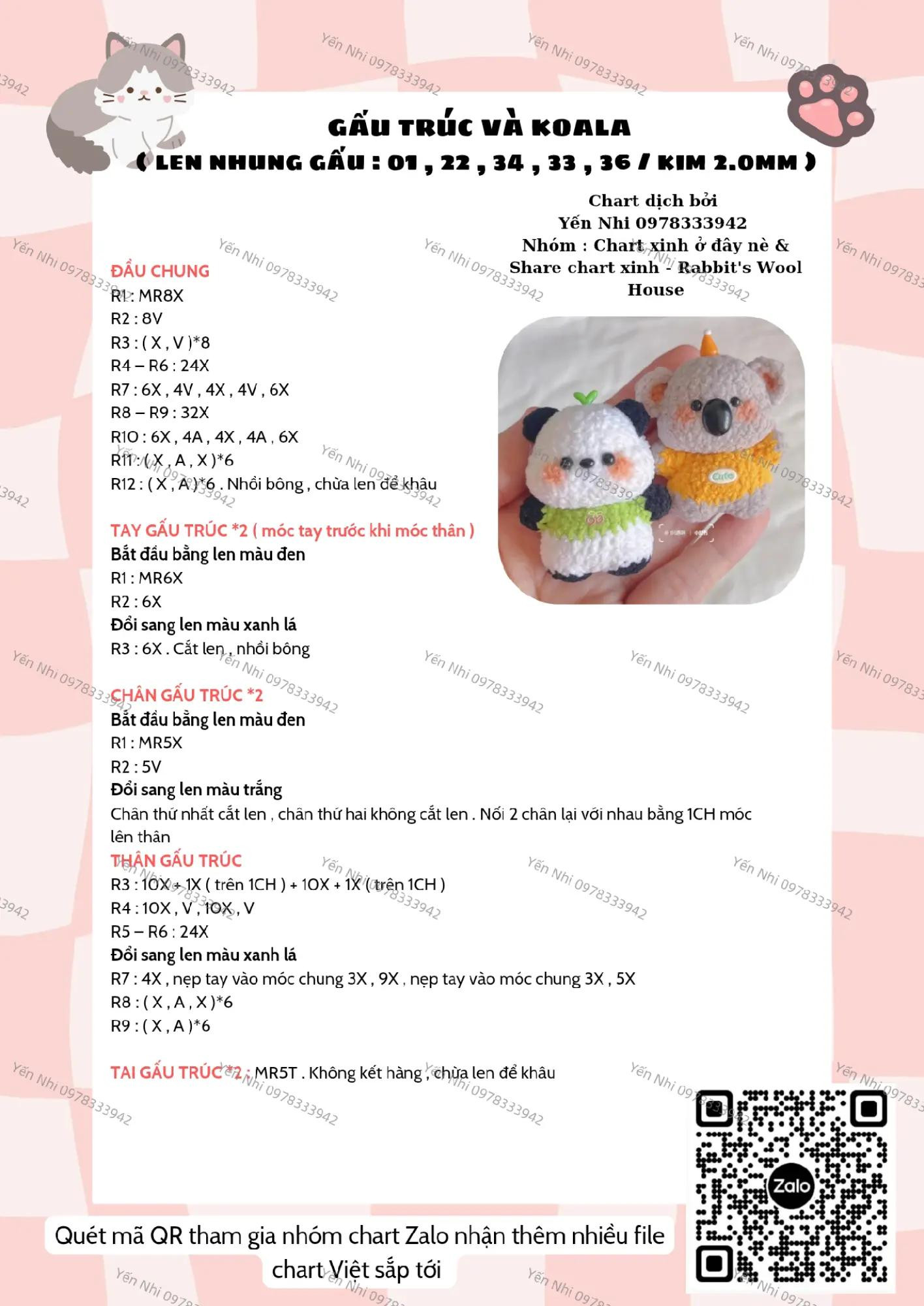 Hướng dẫn móc len gấu trúc và koala dễ thương cho người mới bắt đầu