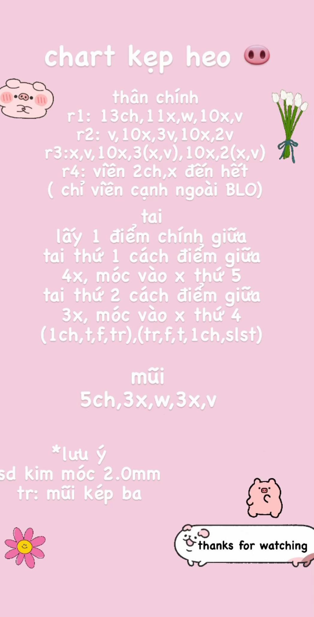 Hướng dẫn móc len hình chú heo dễ thương