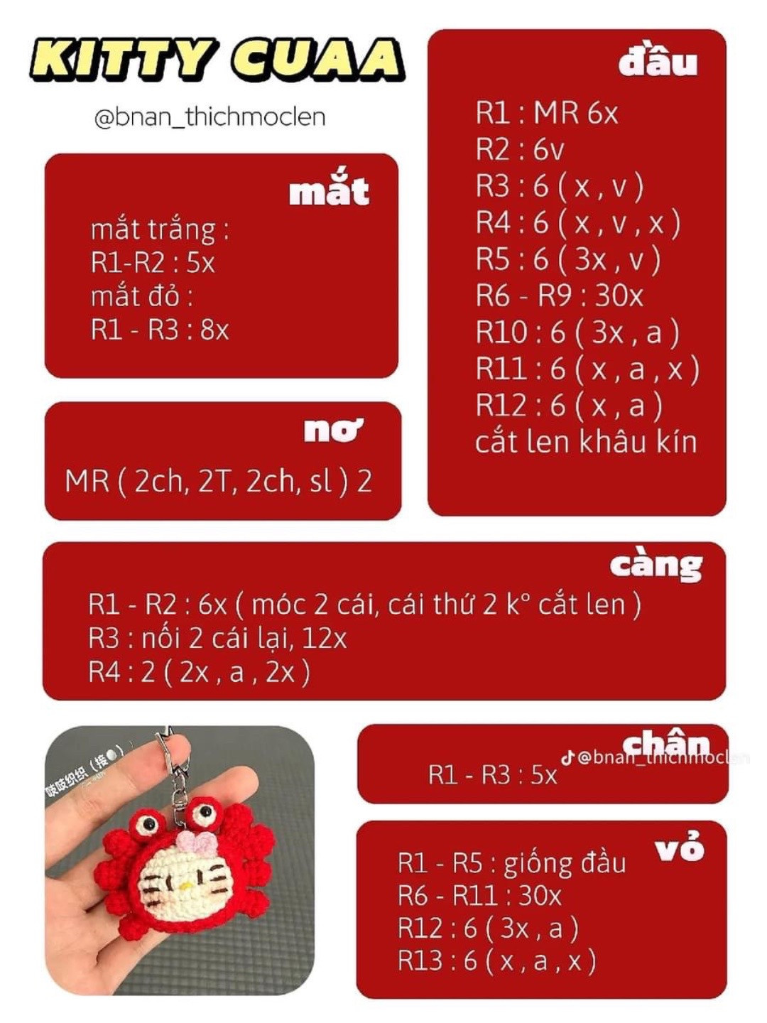 Hướng dẫn móc len hình Kitty Hổ dễ thương từng bước chi tiết