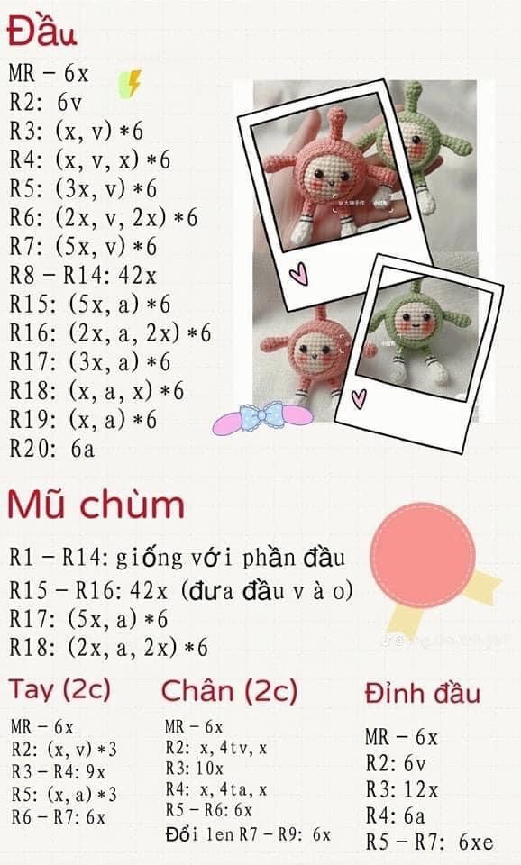 Hướng dẫn móc len hình nhân vật hoạt hình dễ thương đơn giản