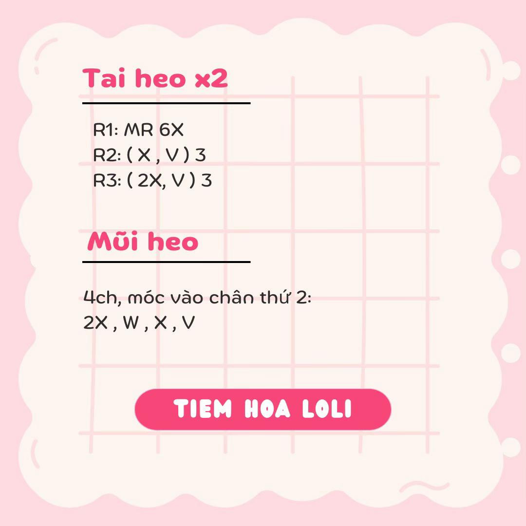 Hướng dẫn móc len hoa heo xinh xắn cho người mới bắt đầu