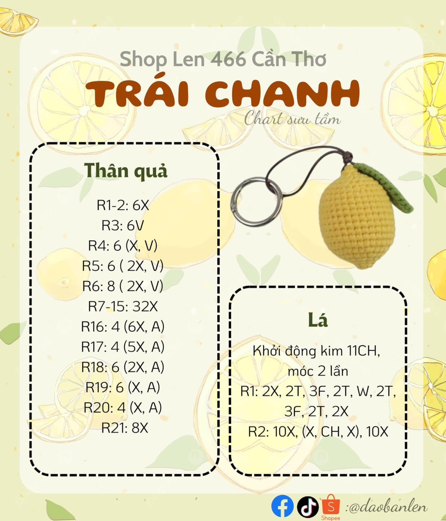 Hướng dẫn móc len móc khóa bé chanh dễ thương