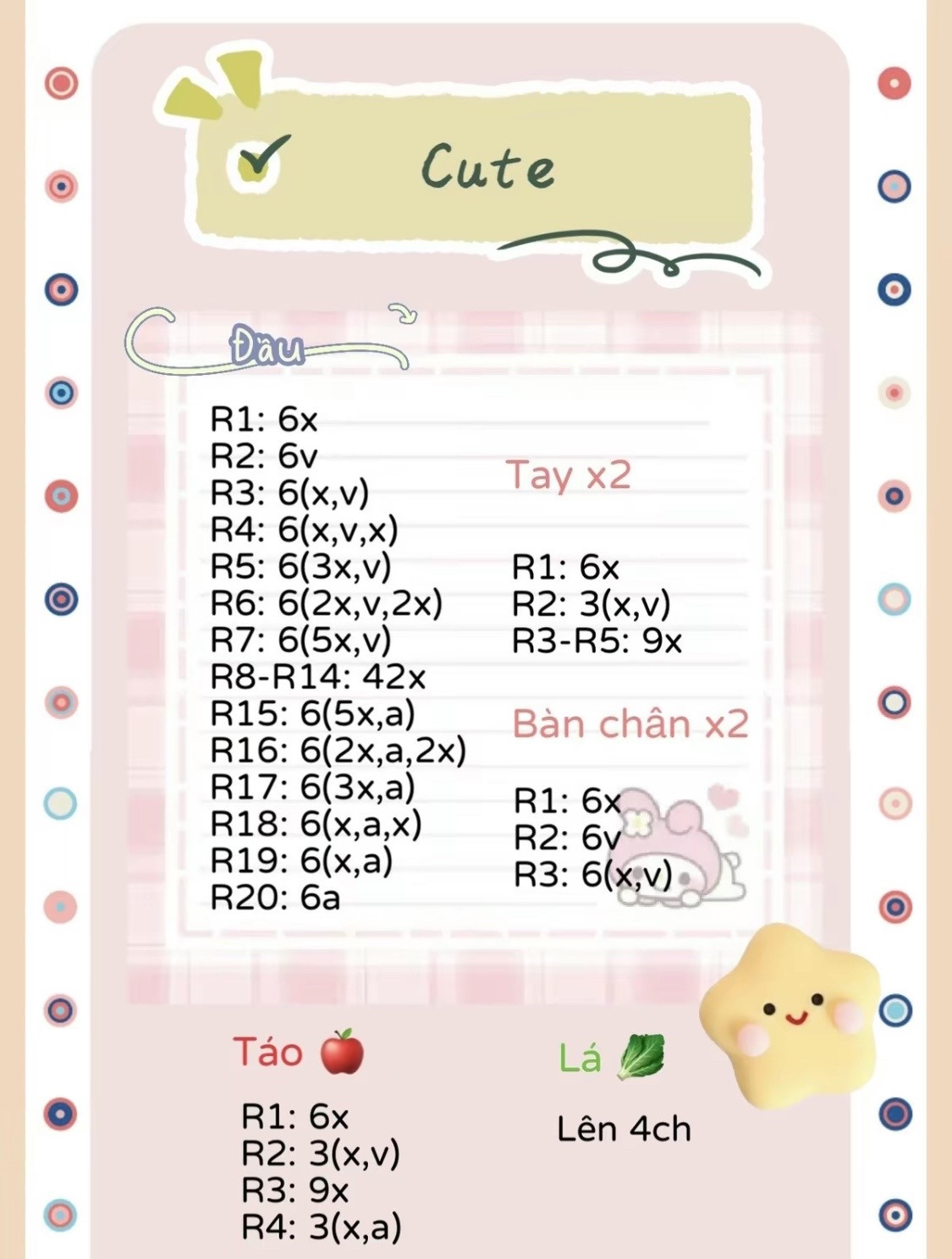 Hướng dẫn móc len nhân vật dễ thương với kem và hoa quả