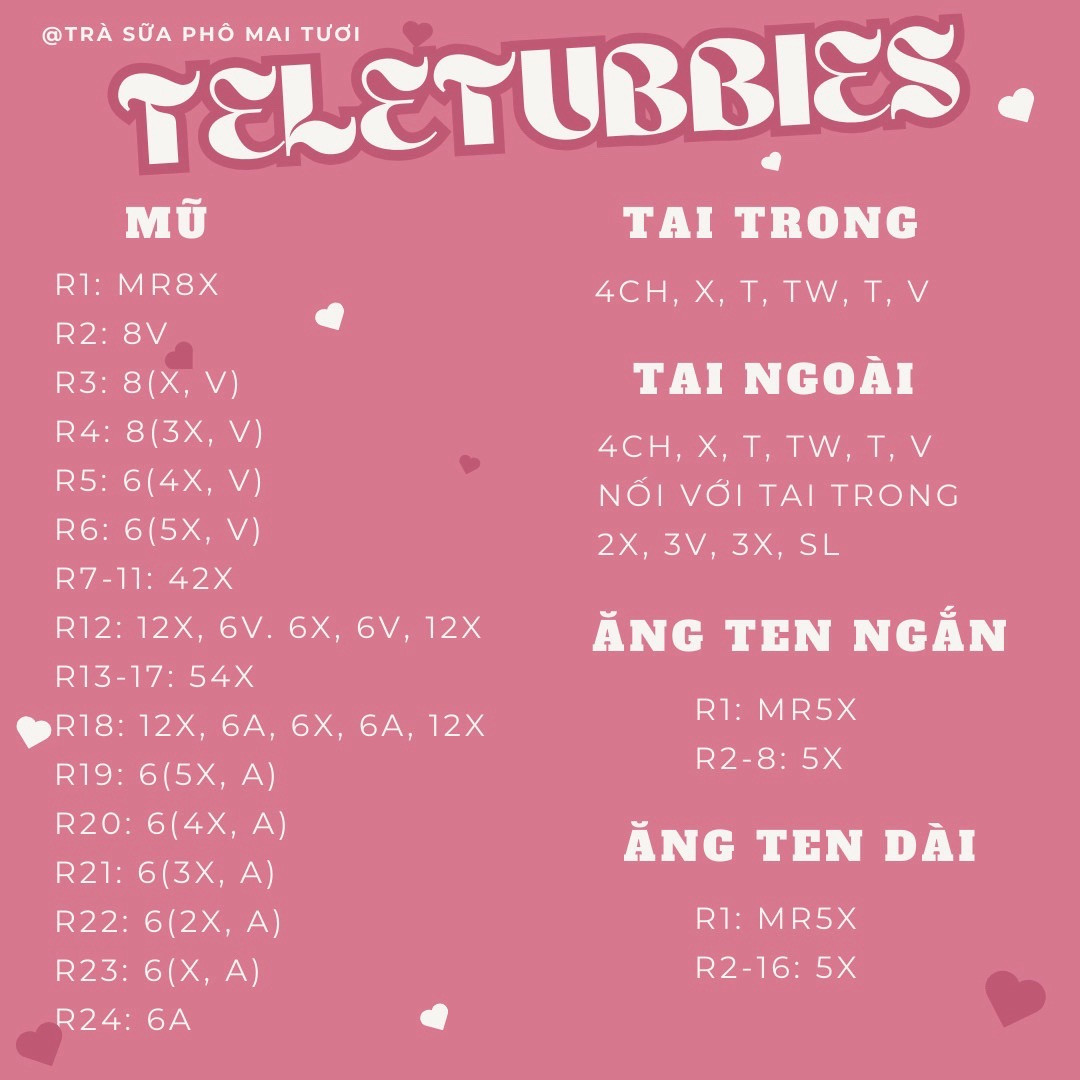 Hướng dẫn móc len Teletubbies dễ thương cho người mới bắt đầu