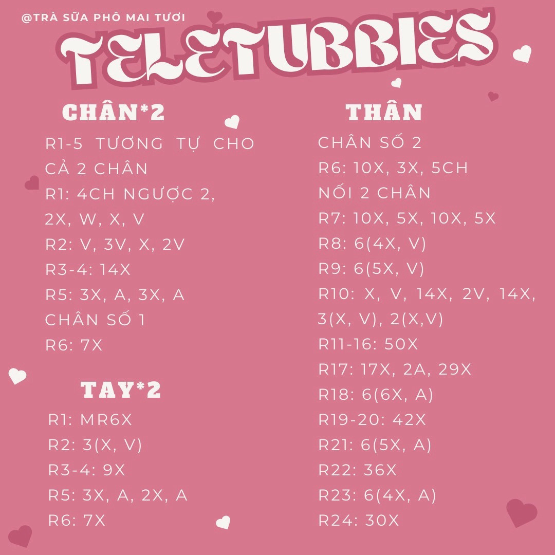 Hướng dẫn móc len Teletubbies dễ thương cho người mới bắt đầu