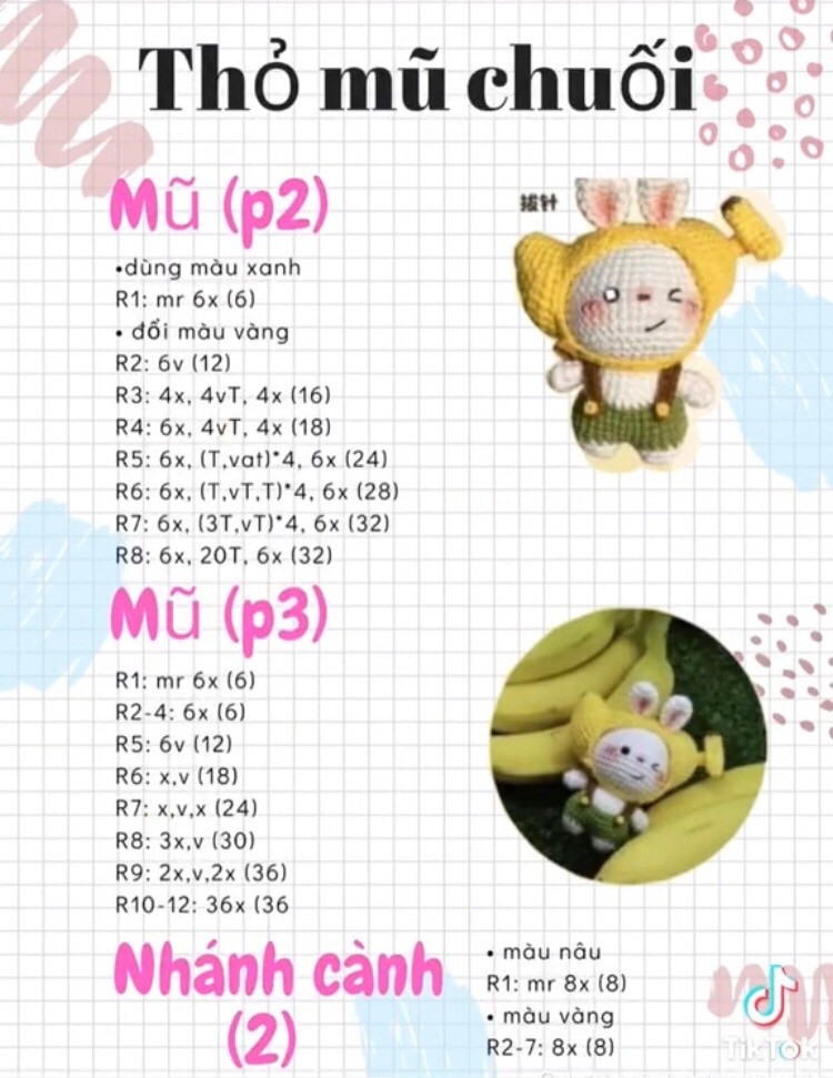 Hướng dẫn móc len thỏ chuối đáng yêu và dễ thương
