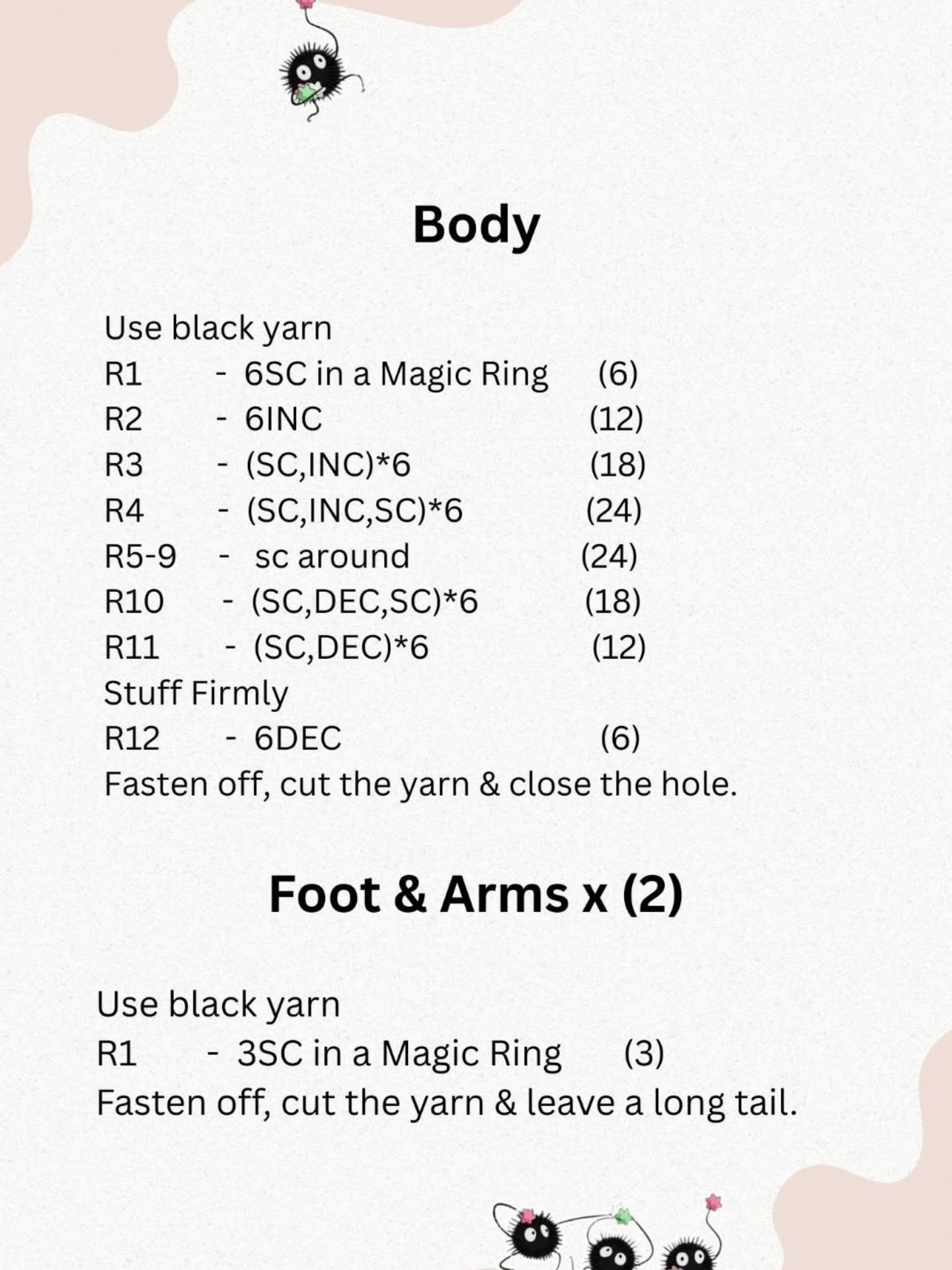 Kuro The Soot Crochet Pattern for Cute Amigurumi Toy
