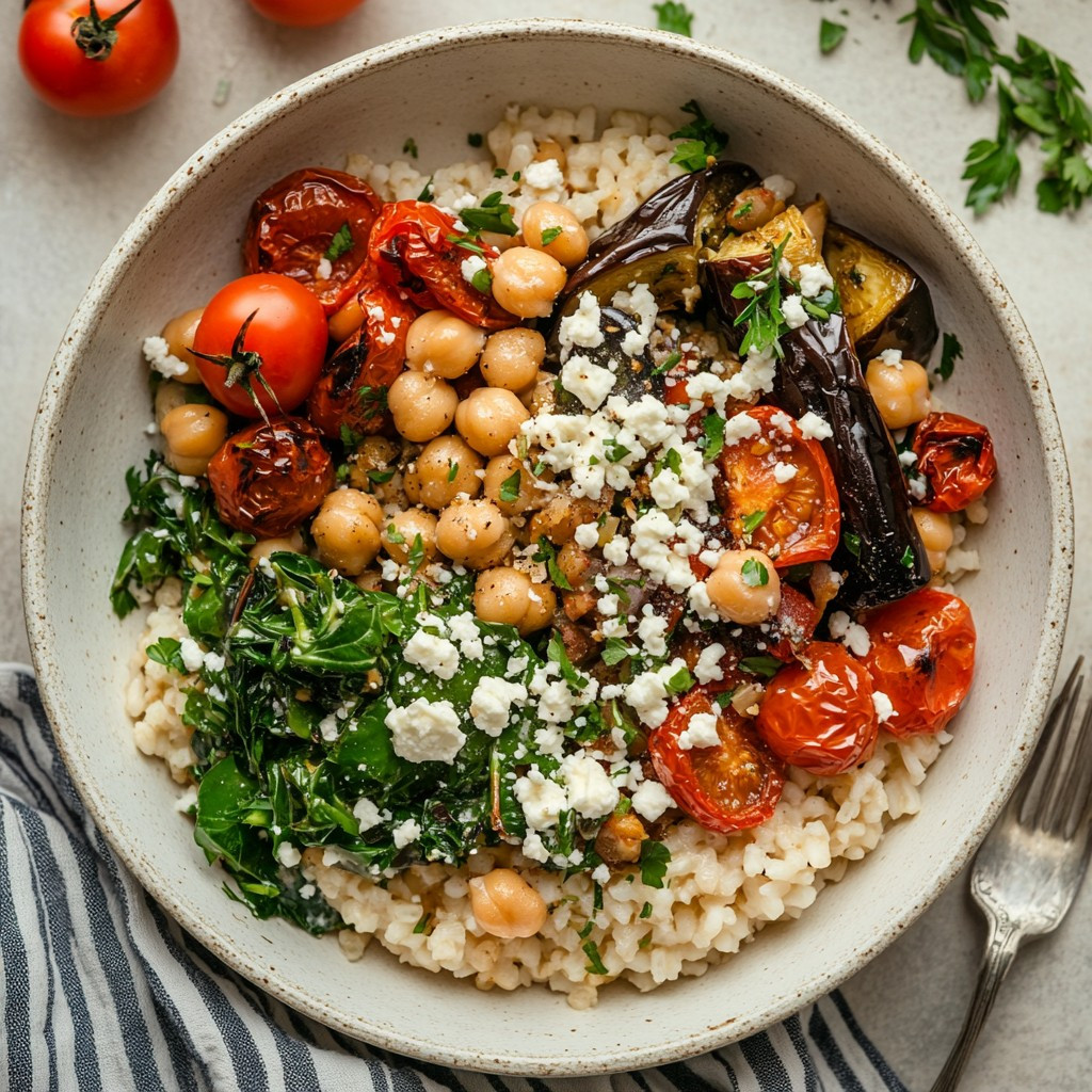 Mediterranean Baked Orzo with Veggie Delight