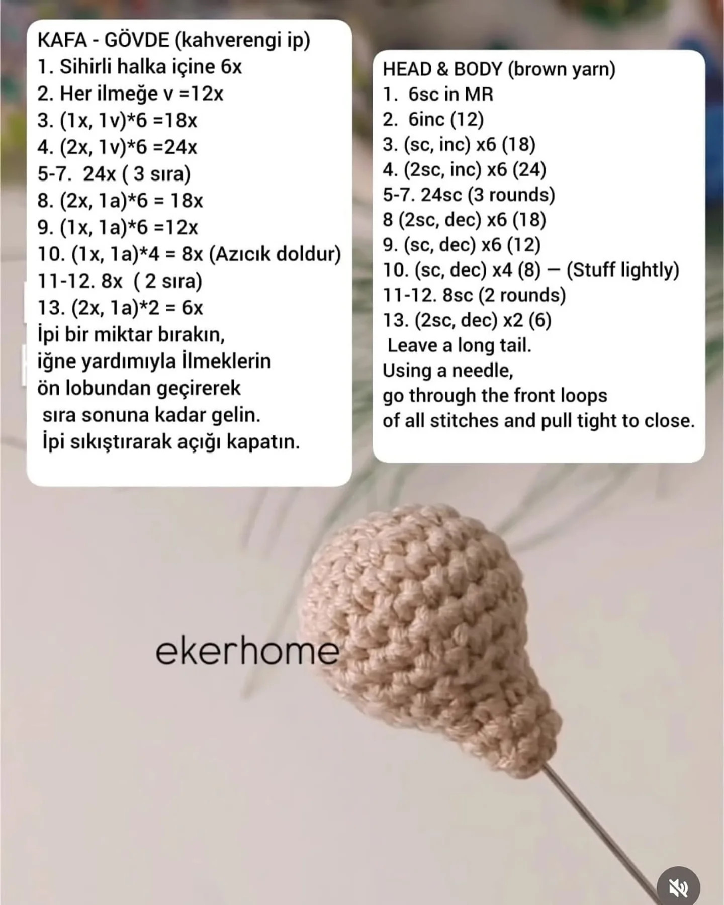 Mini Ayı Moli Amigurumi Yapım Talimatları ve Şeması