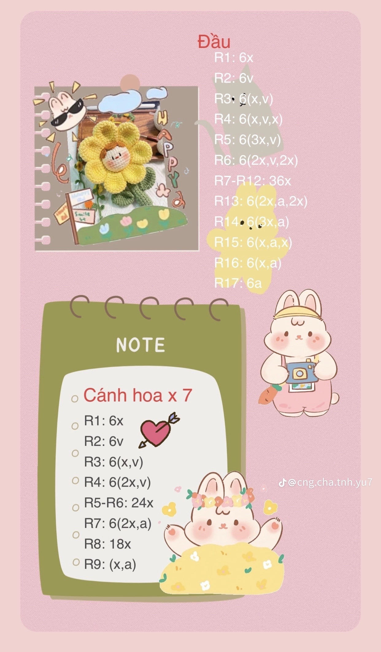 Móc len bông hoa mặt trời đáng yêu cho bé