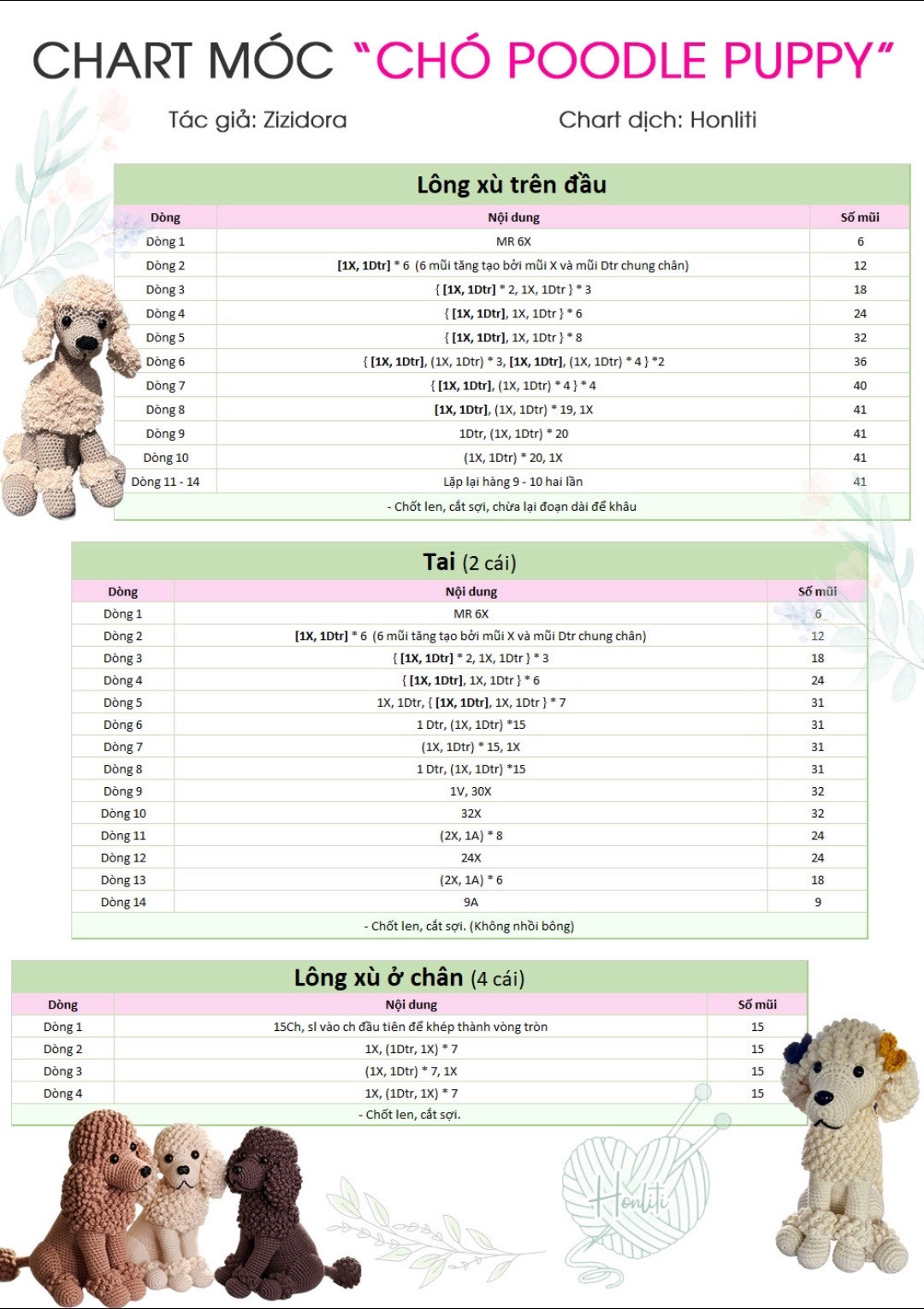 Móc len chú chó xù đáng yêu để trang trí góc làm việc